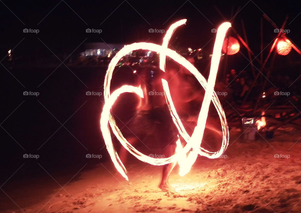 Fire dance at ko samui beach