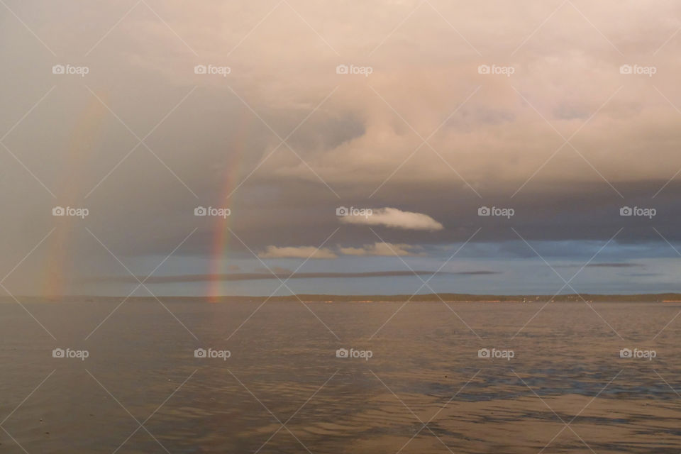 Evening rainbow on Frenchman Bay Maine