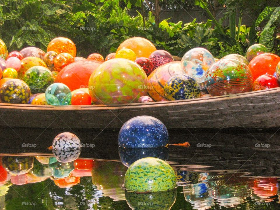 Glass balls on water