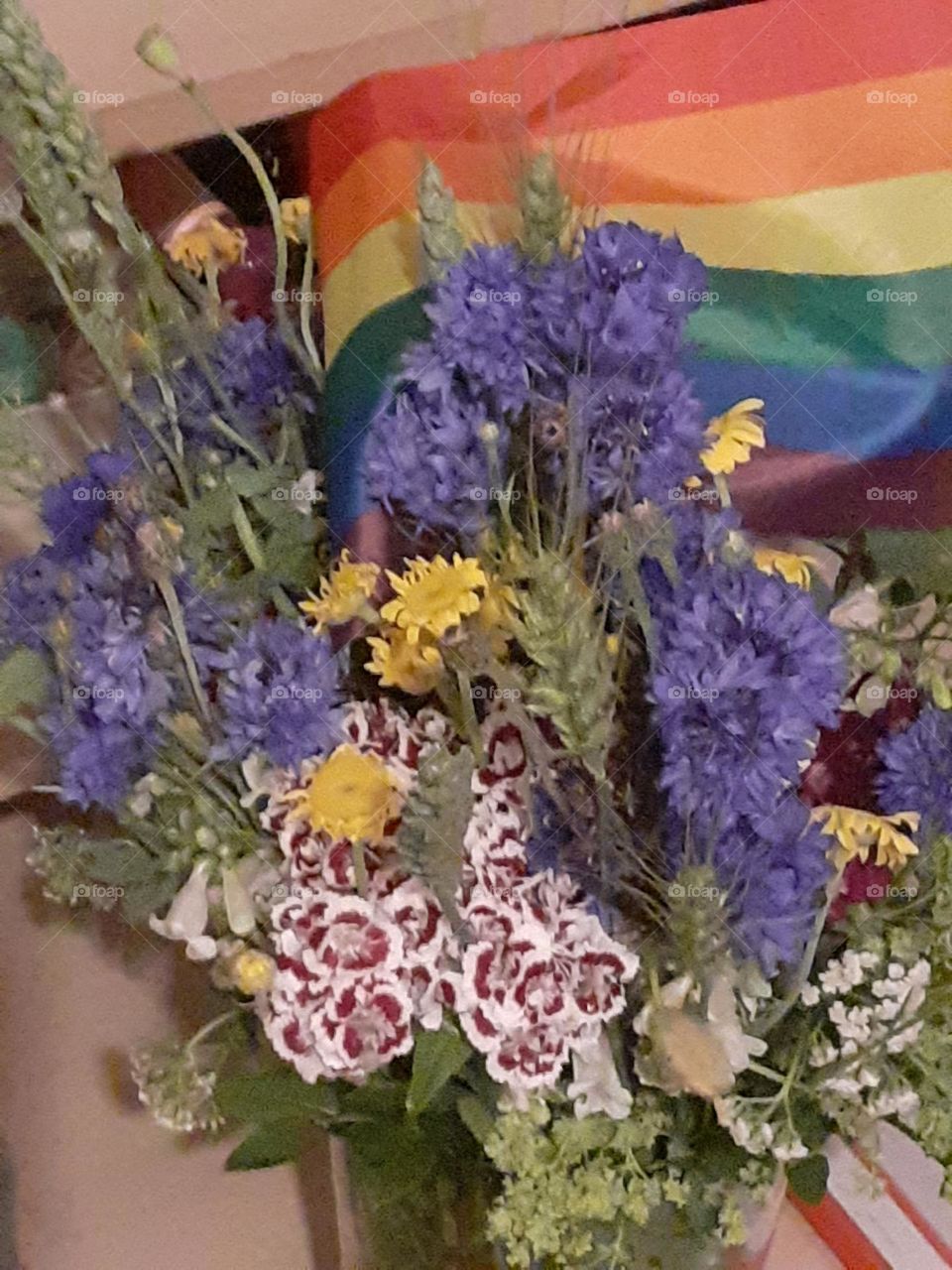 PRIDE colors. Flowers