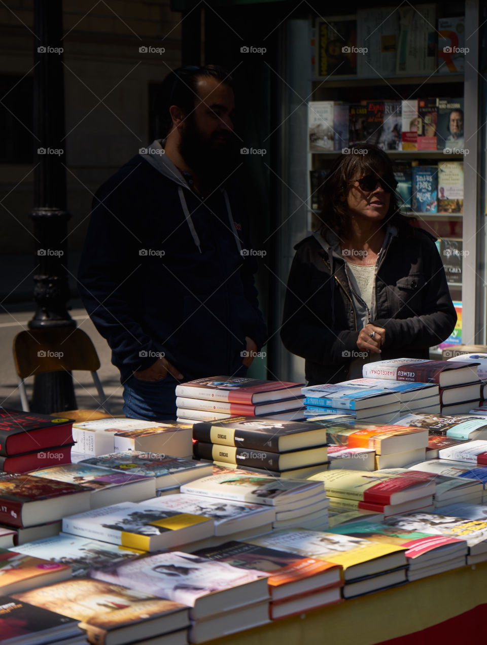 Street bookshop in Sant Jordi's day