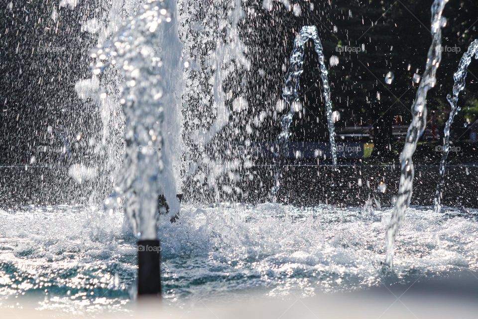 Jets of water in the fountain