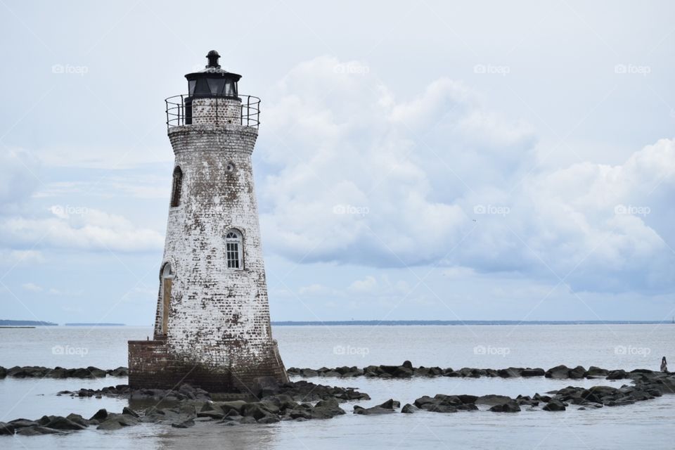 An old historical lighthouse on Tybee Island off the coast of Savannah Georgia.