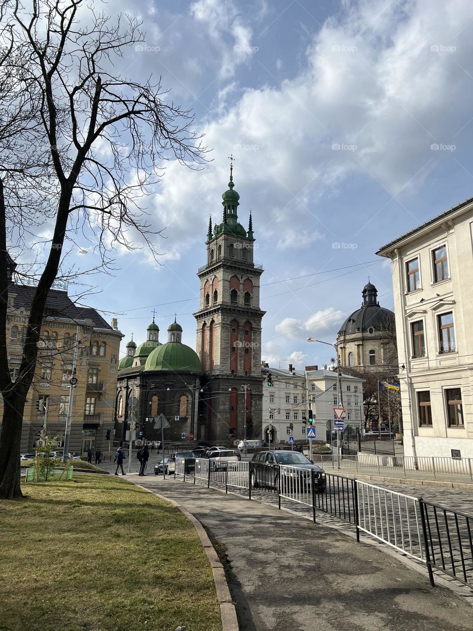 Lviv old city architecture in the spring season