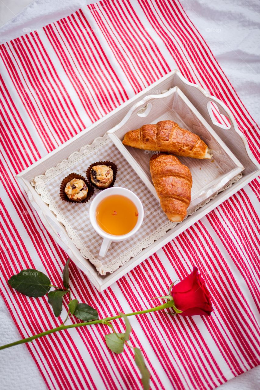 Morning breakfast in bed