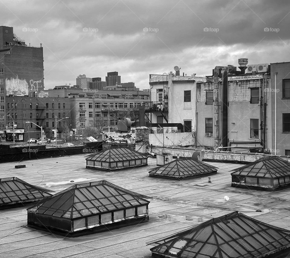 Skylights on a rooftop 