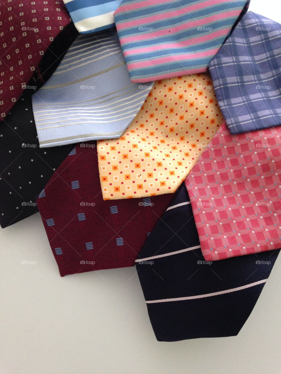Close-up of a variety of tie