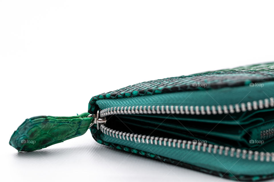 Python leather wallet.  Handwork.