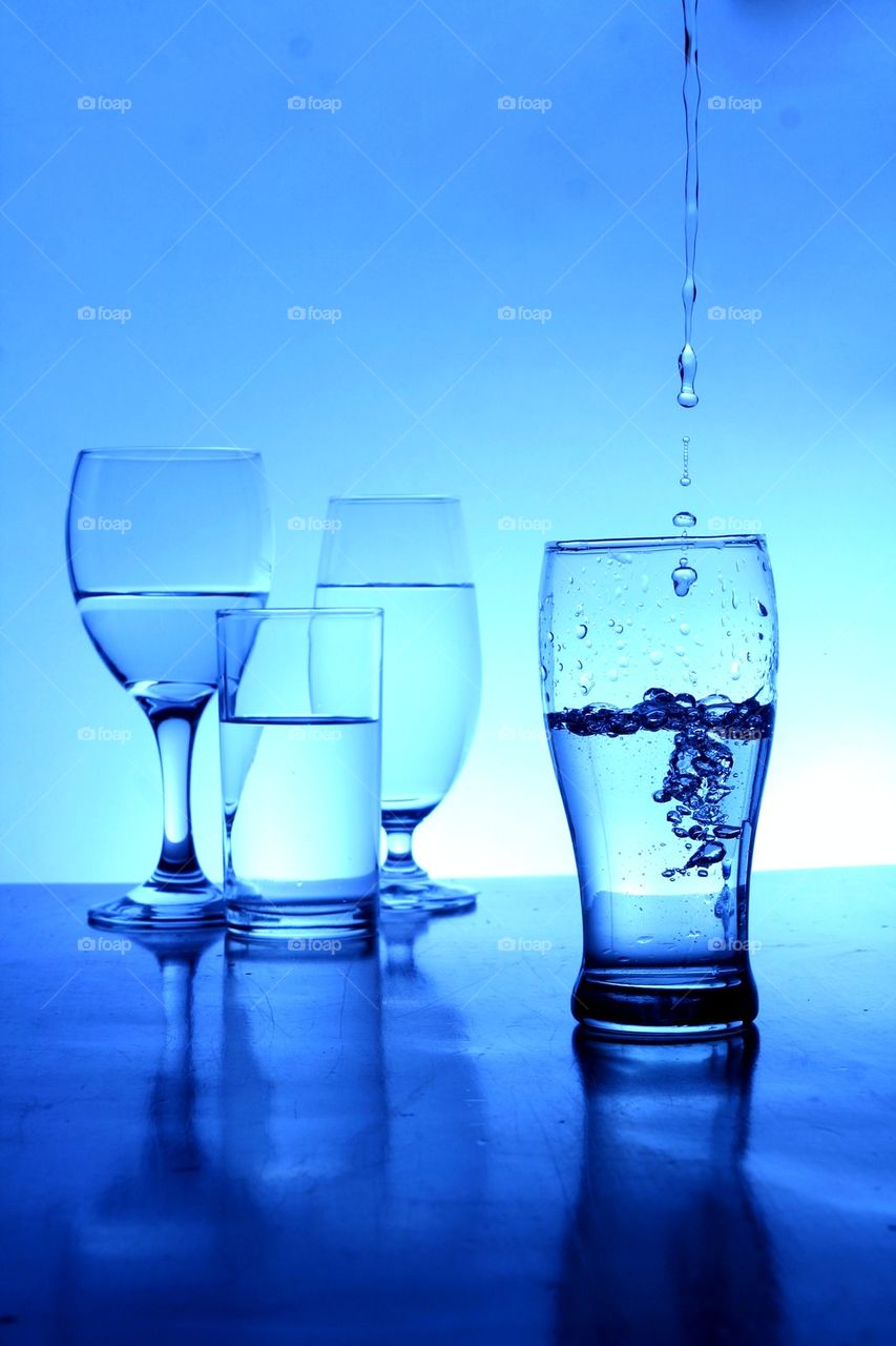 Water glasses on table