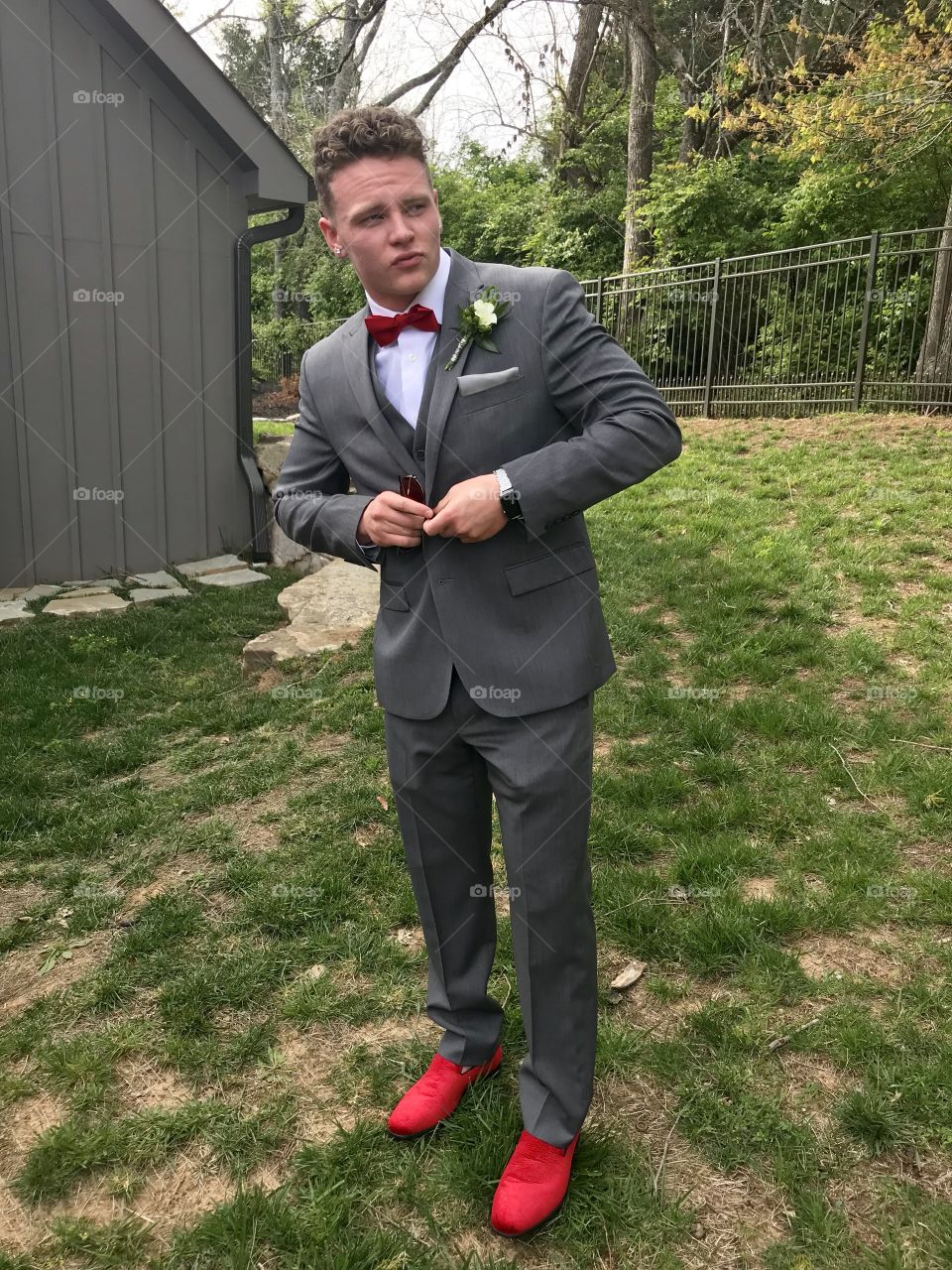 Senior prom male in tuxedo