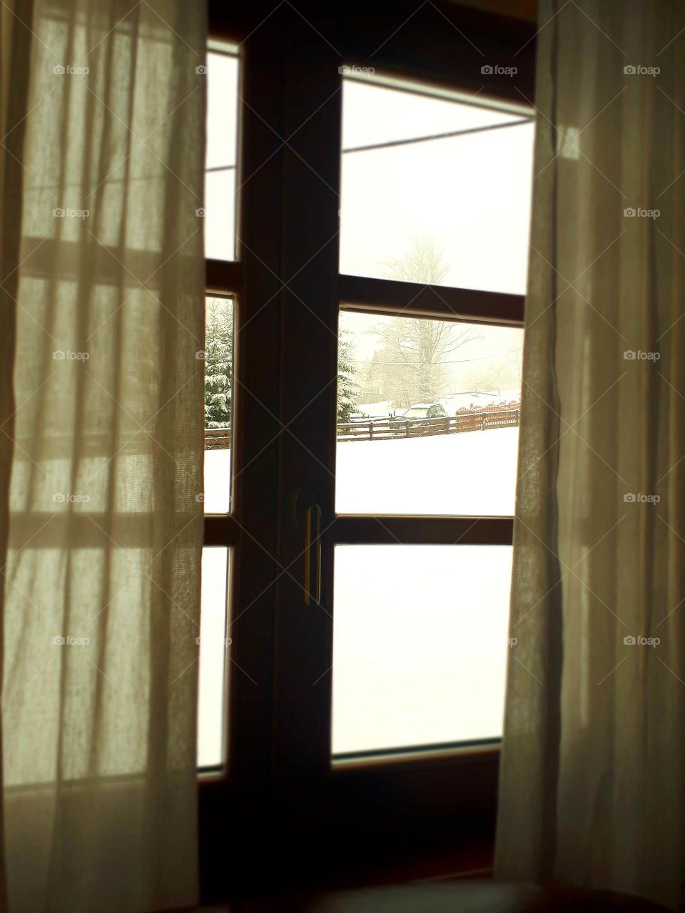 window view at the door to the cottage