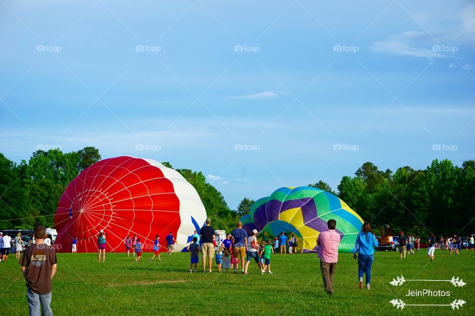 Hot air balloons, beautiful landscape, photo taken in the festival in Fuquay-Varina.