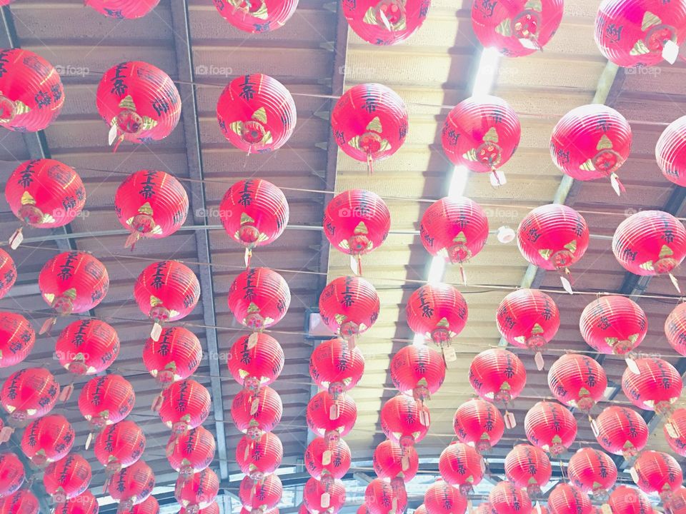 Chinese Lantern Hanging in a Temple 