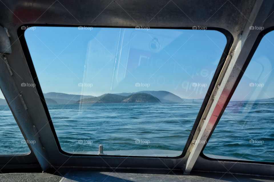 View of the San Juan Islands from a boat.