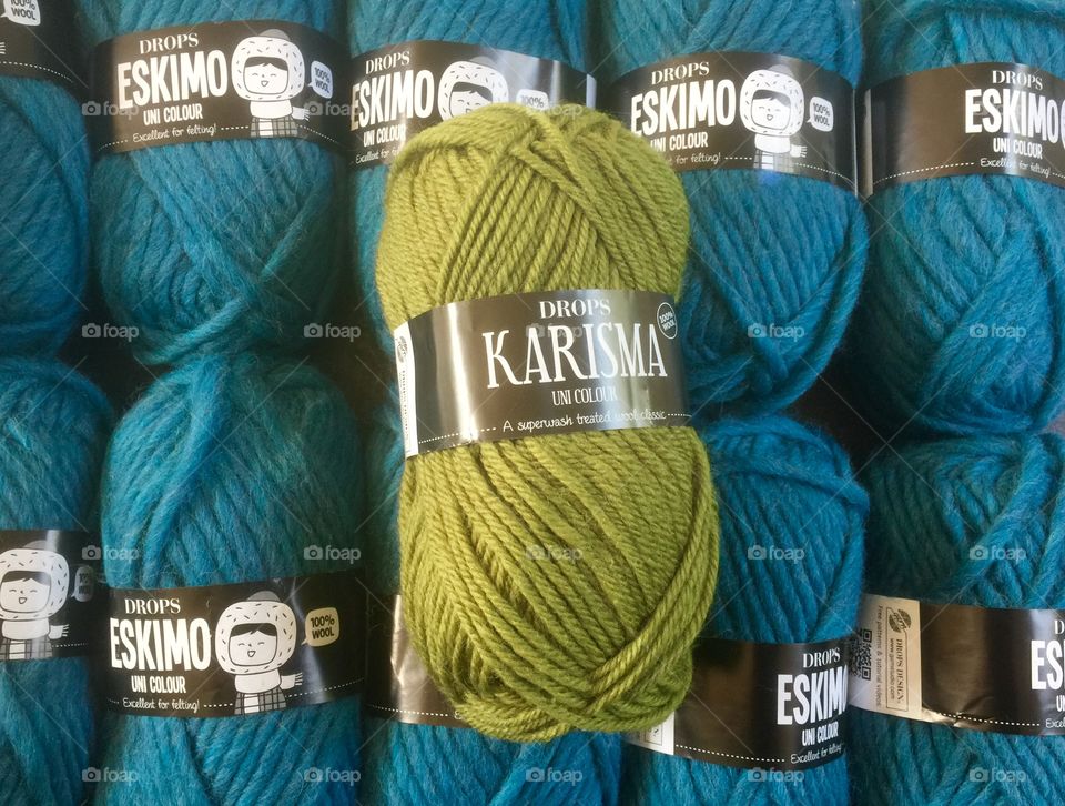 Blue and green wool 