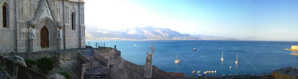 View on gulf. From the S. Francis church, Gaeta, Italy.