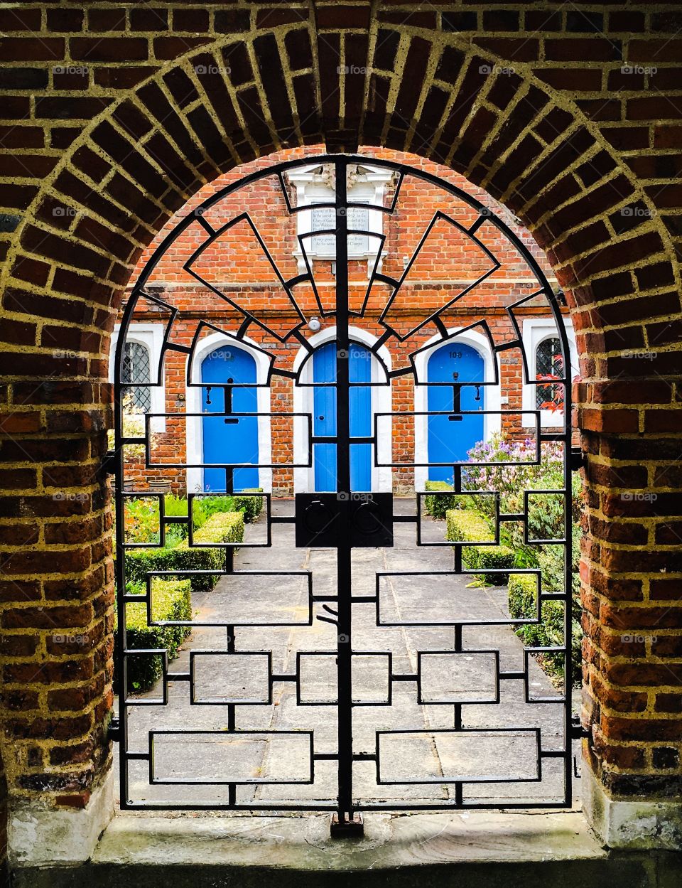 Locked gates of Convent in Old Amersham, England.