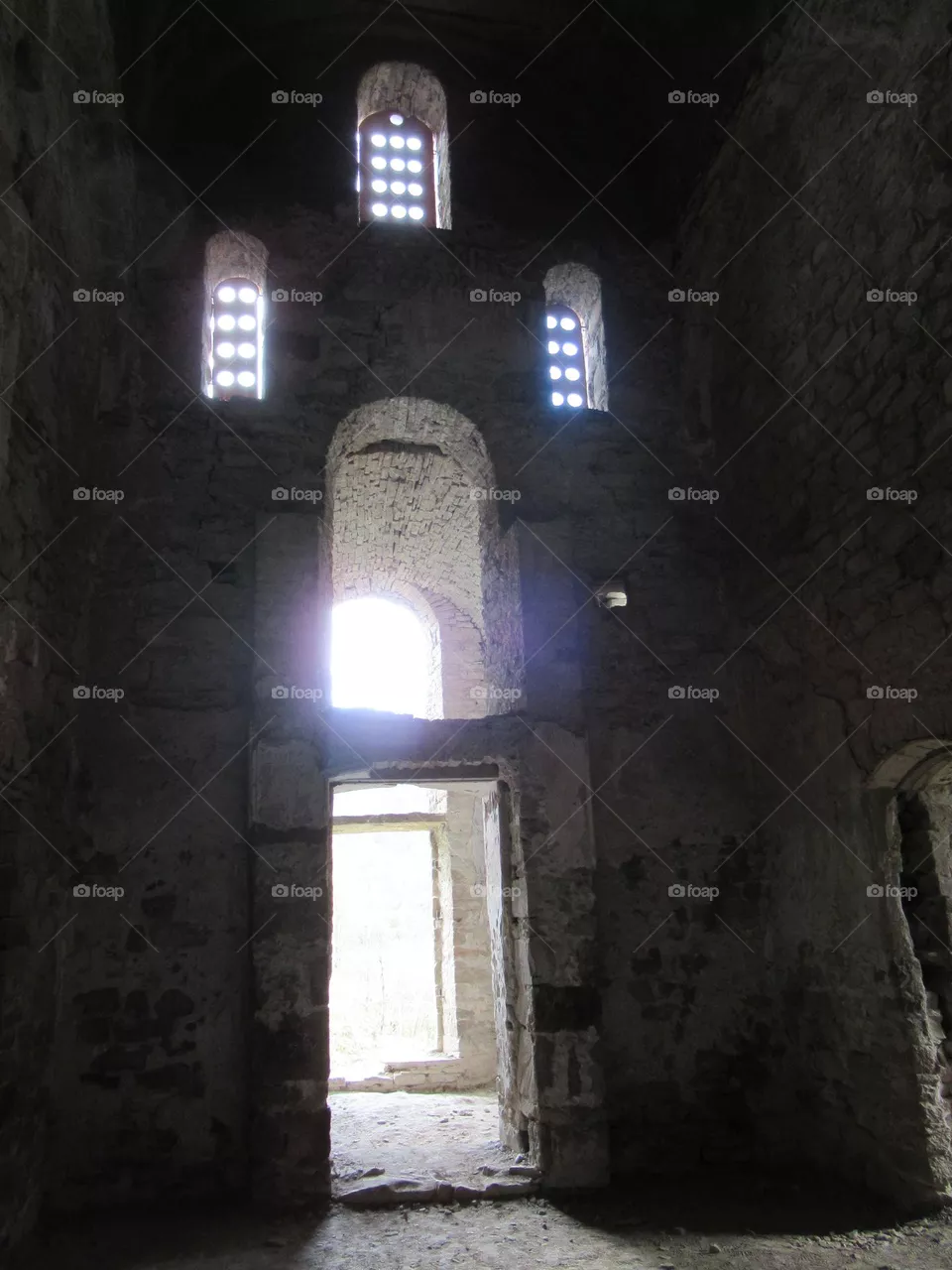ancient dilapidated temple in the Caucasus in Russia