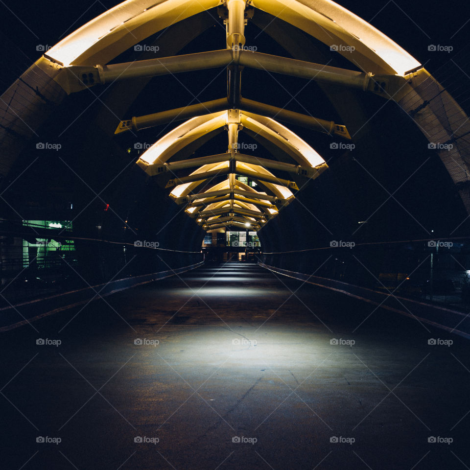 an interesting bridge at night