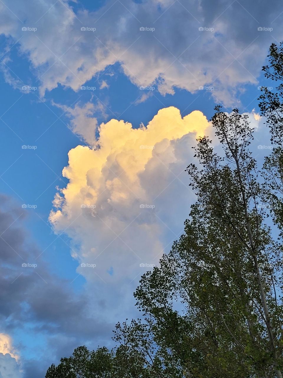 las nubes en formación al atardecer