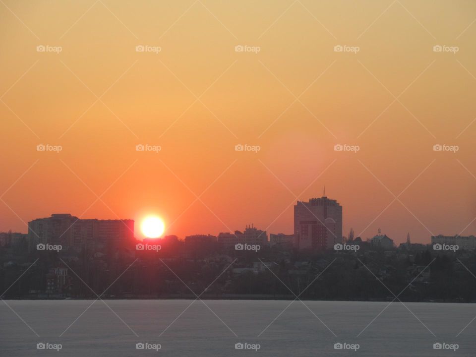 sunset over the city, March, Voronezh