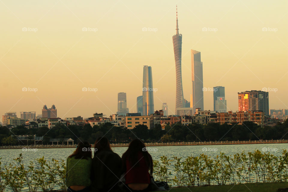 Guangzhou tower in the sunset 