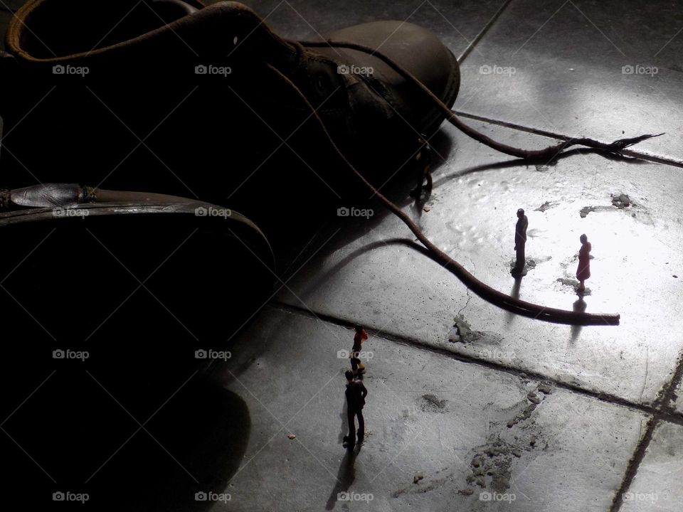 Lilliput world, giant lord's shoes