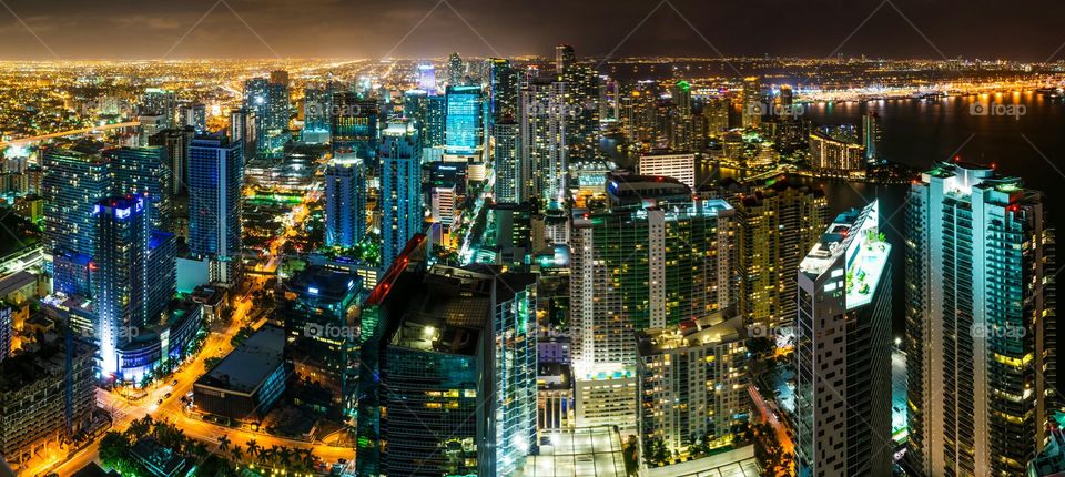 Illuminated city at night