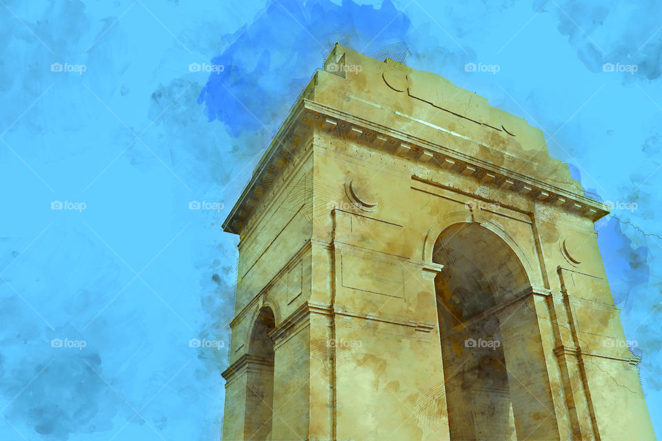 India gate digital water color painting