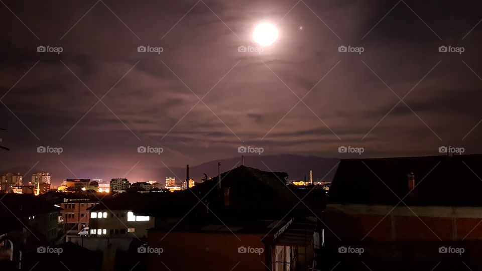 night city and moon