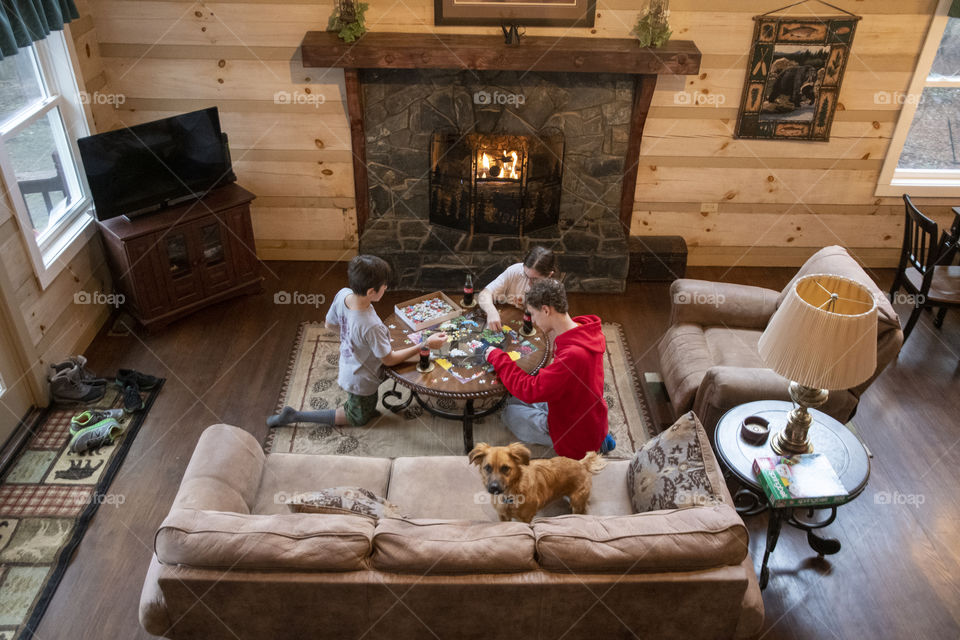 Siblings and Dog