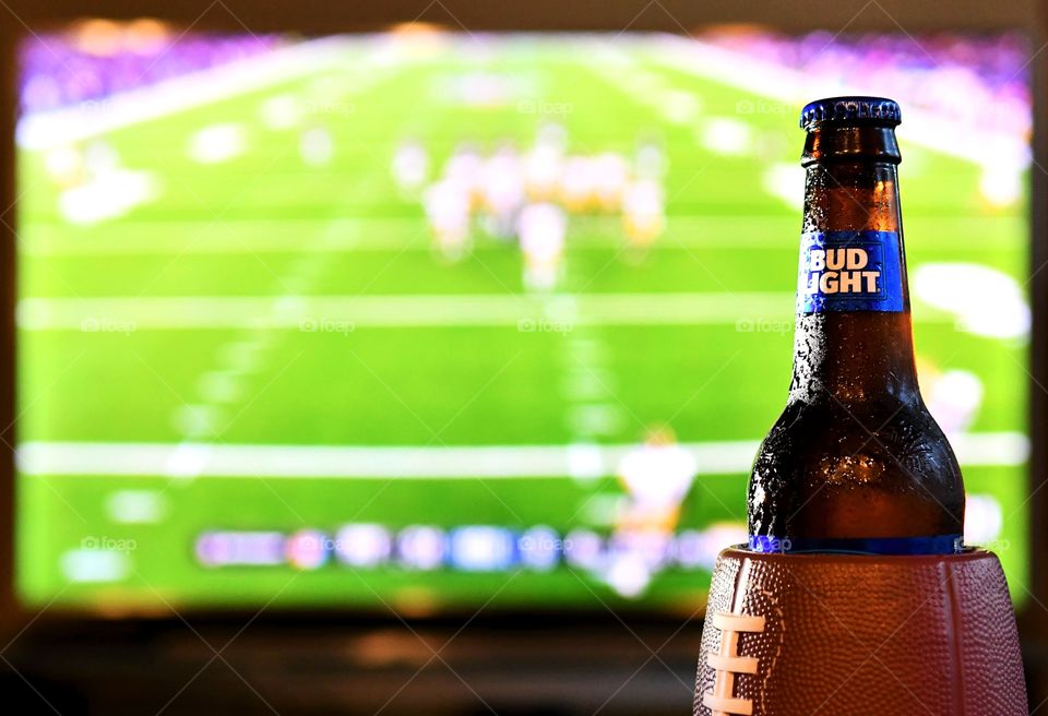 Football game night with Bud Light beer