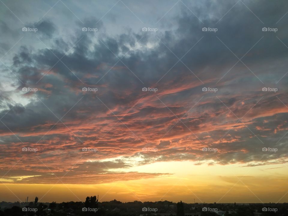 Pink clouds at sunset
