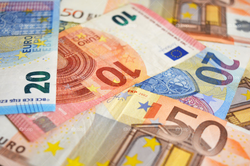 Euro money banknotes