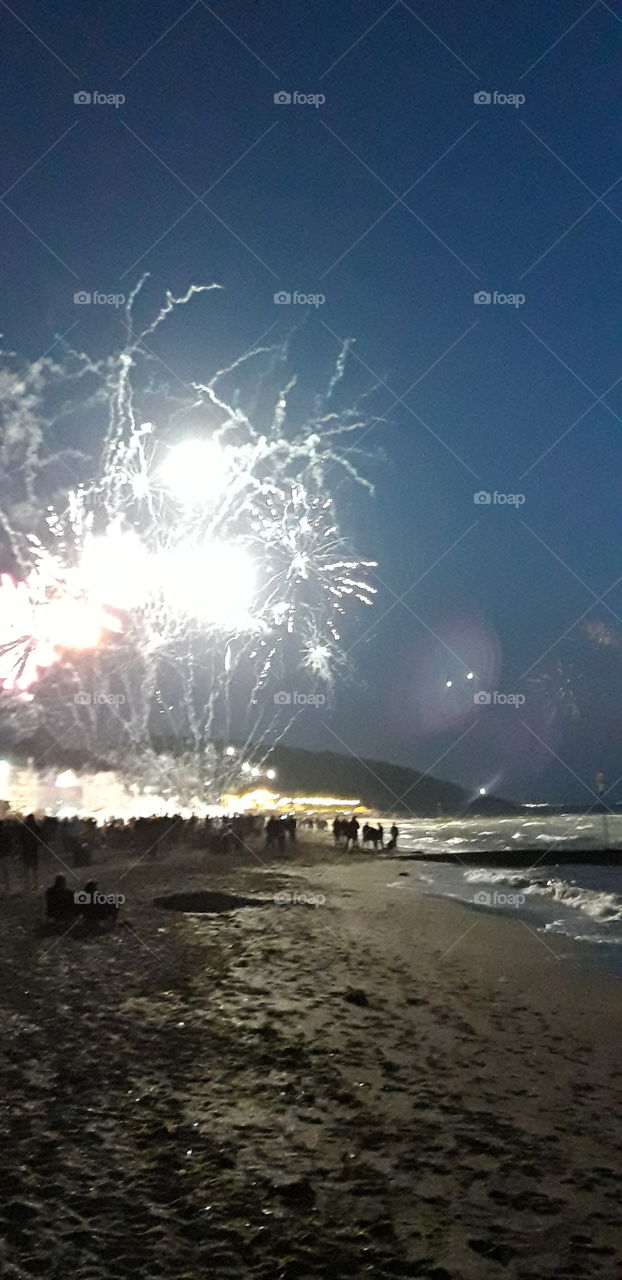 fireworks for Bastille day in Villers sur mer
