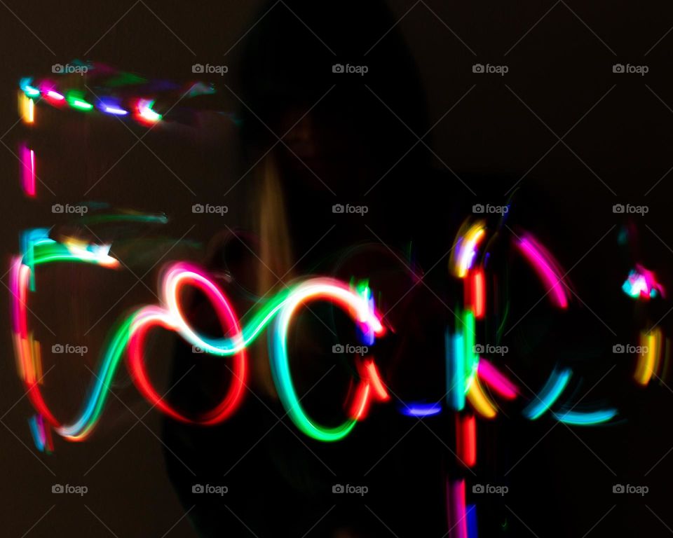 “Foap” in colorful swoosh; Bulb shot