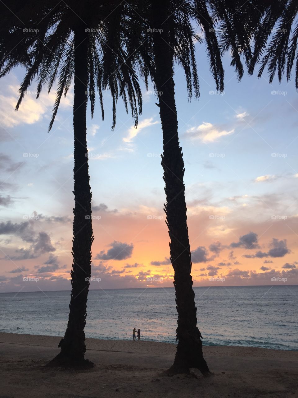 Couple on the beach during sunset