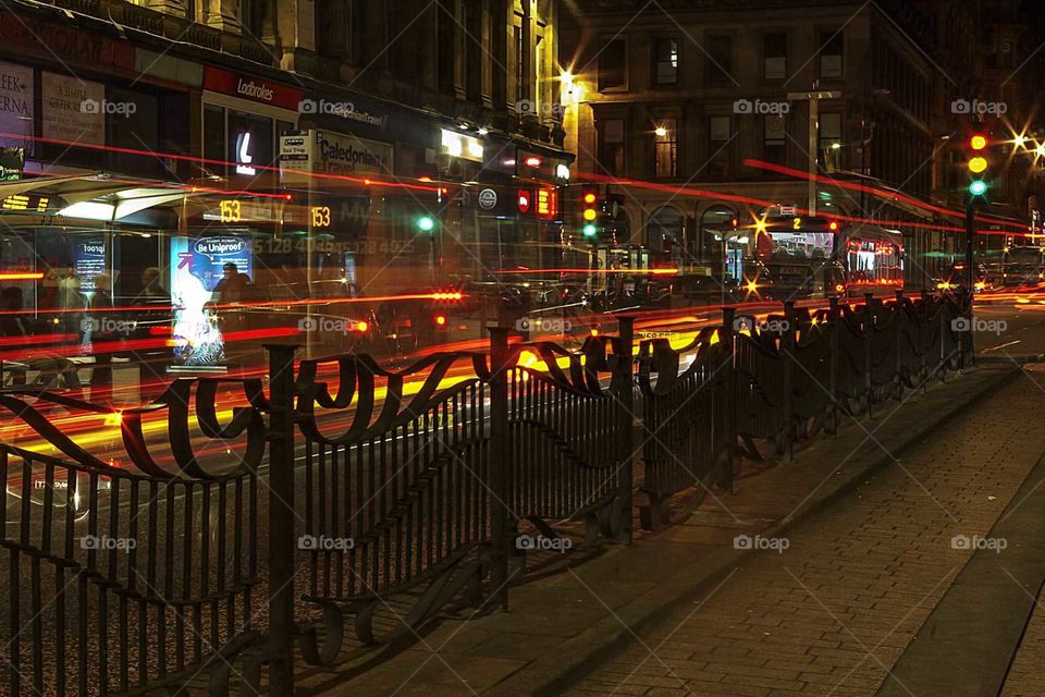 City by night. Leading lines & Red colour effect