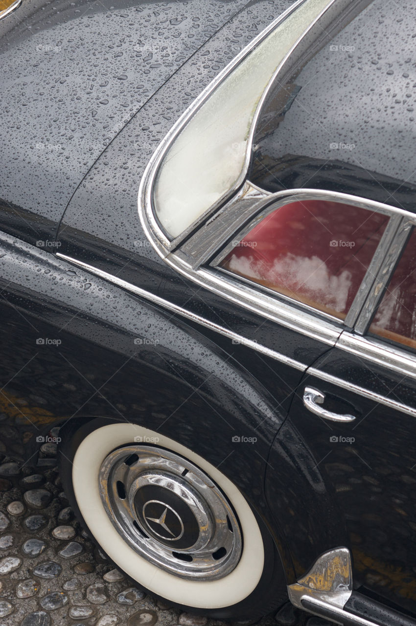 Vintage Mercedes Benz black limo red interior luxury