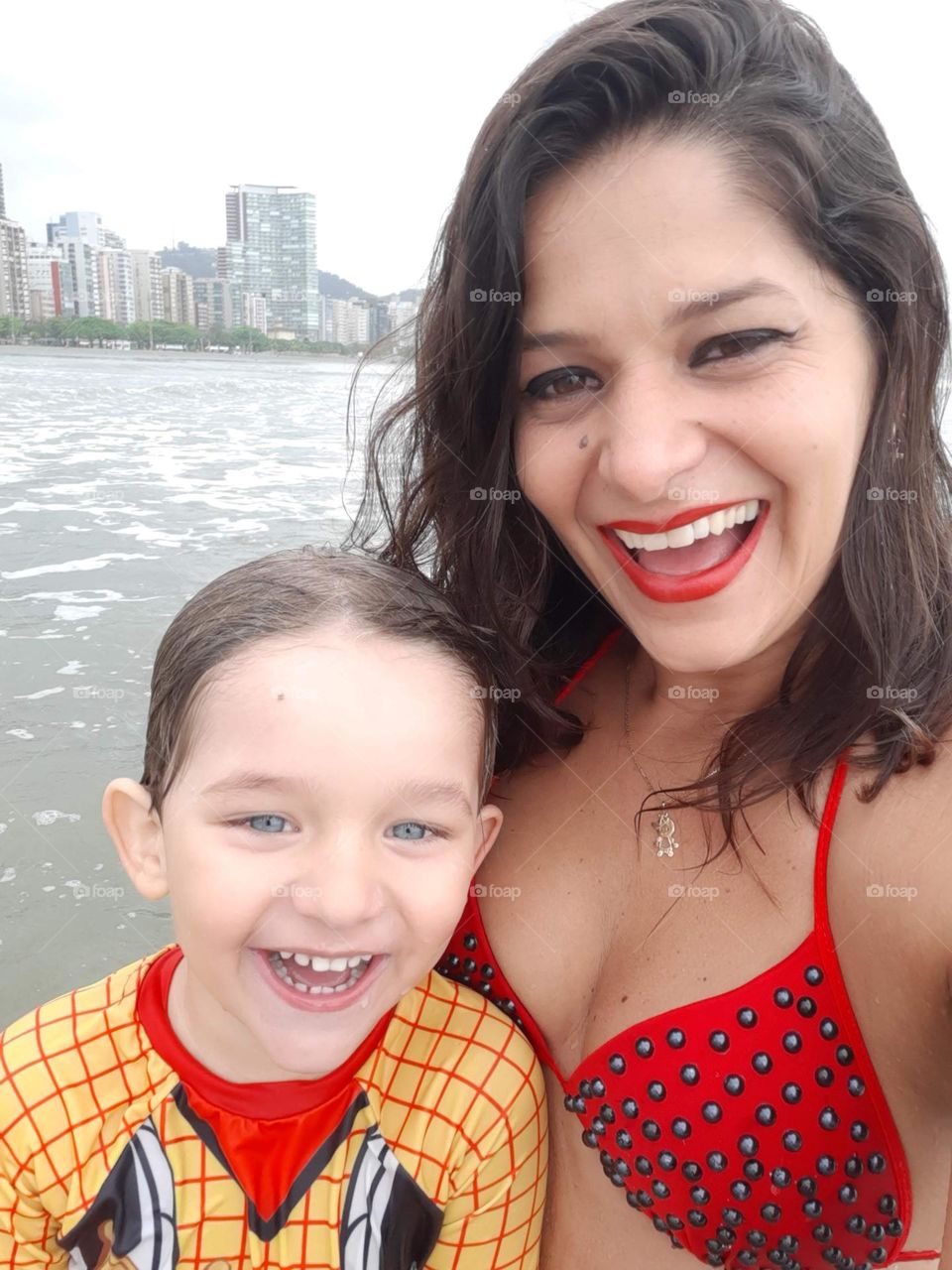 joy on the beach in Santos