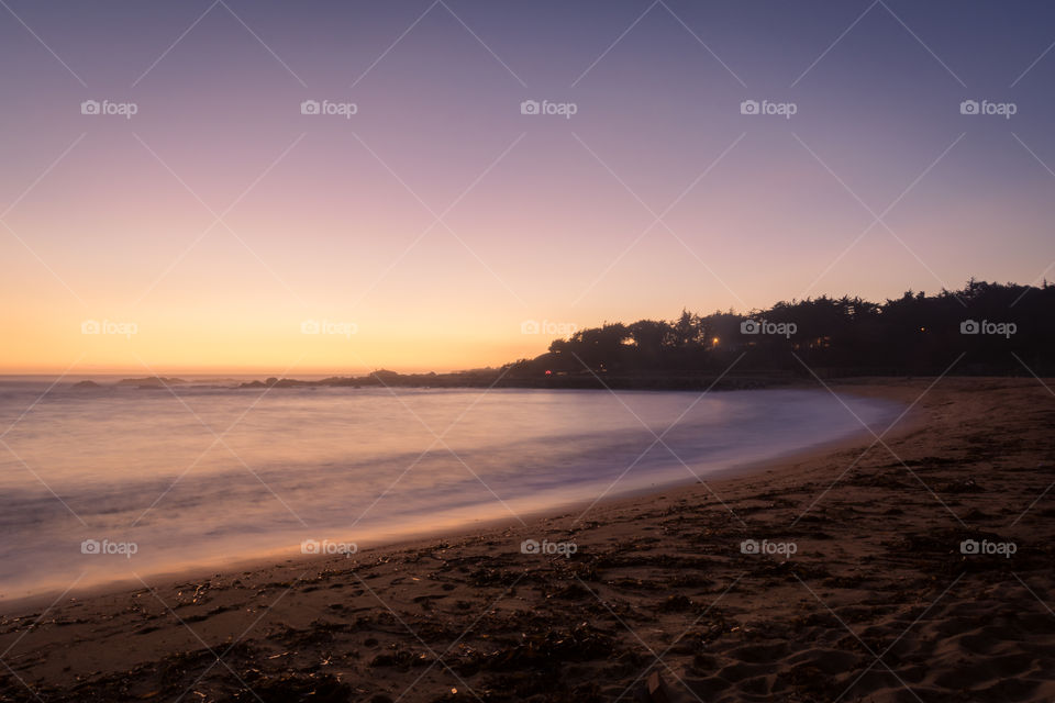Beautiful peaceful sunset at a very quiet beach of Chile 
