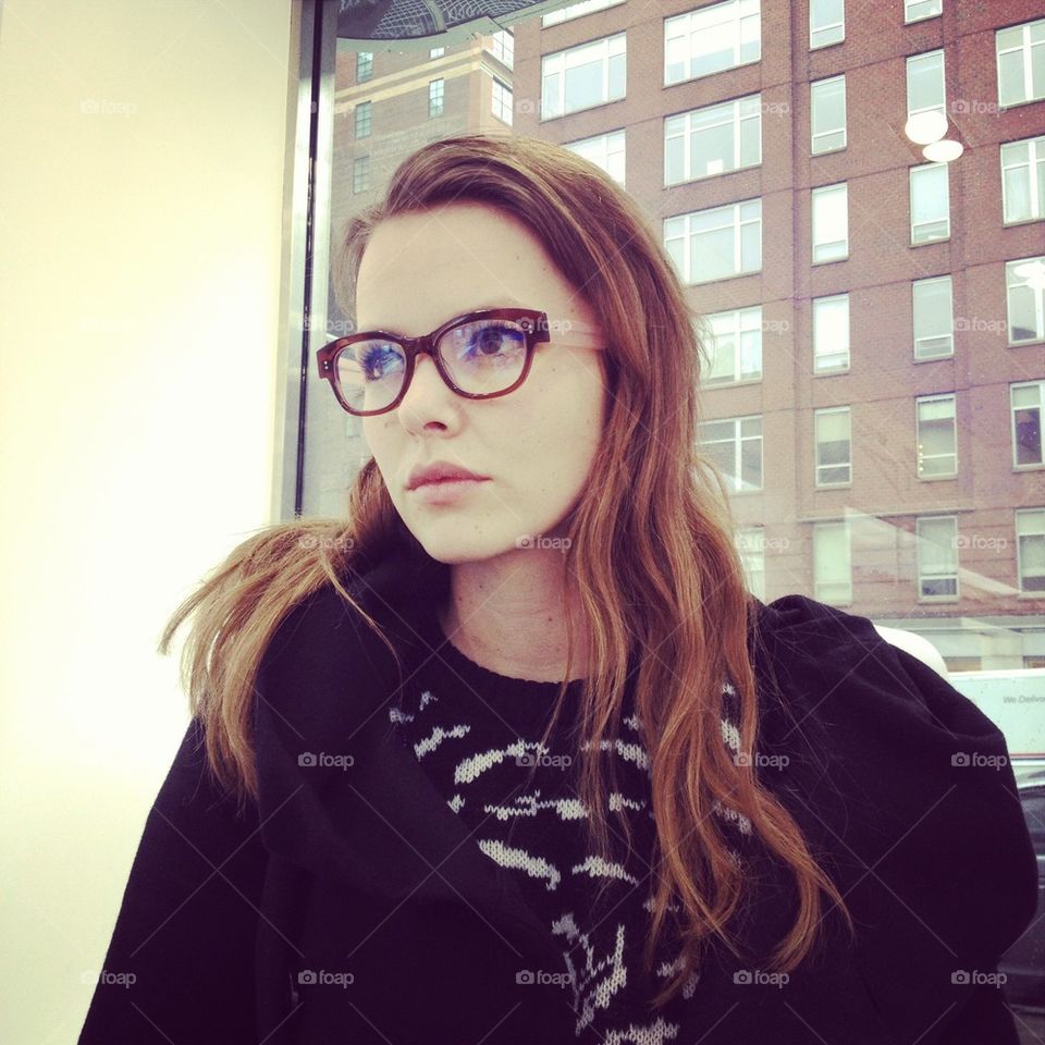 Model in glasses