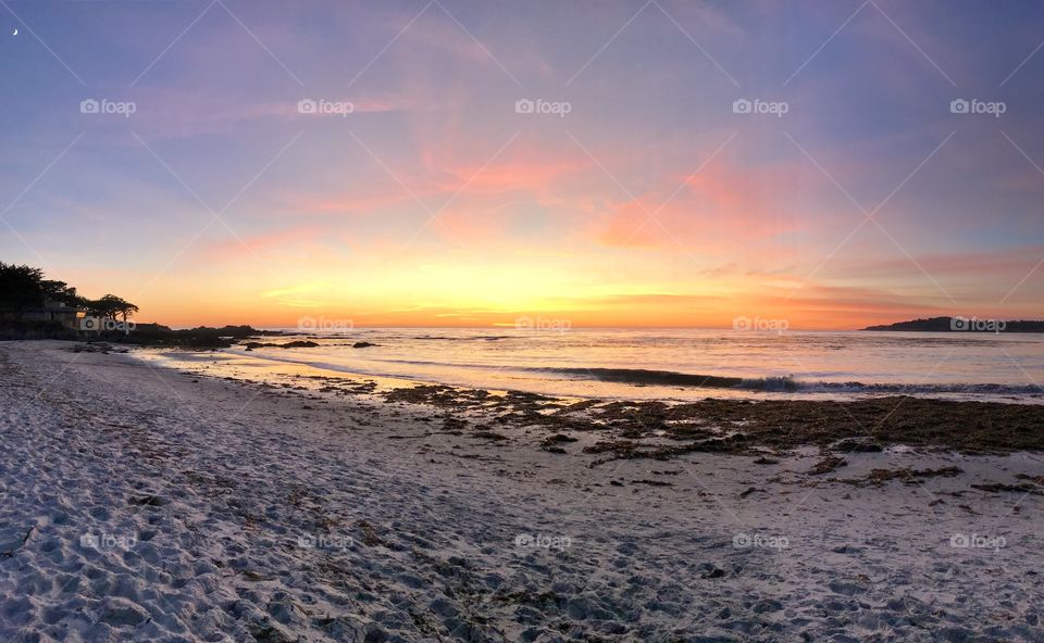 Carmel by the sea beach at sunset