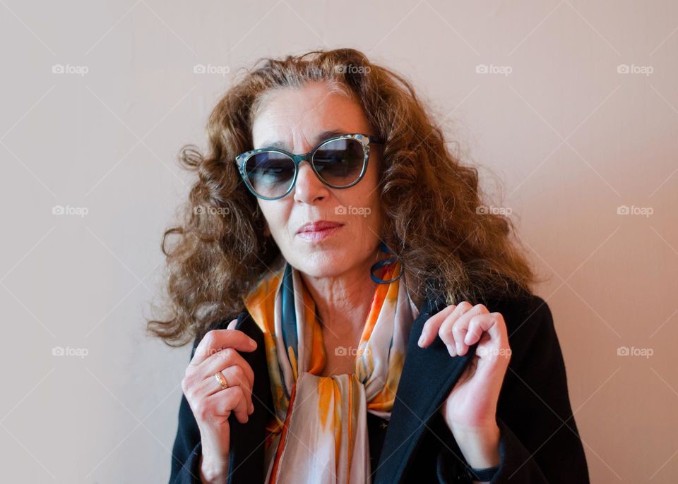 Stylish Older Woman Wearing Sunglasses