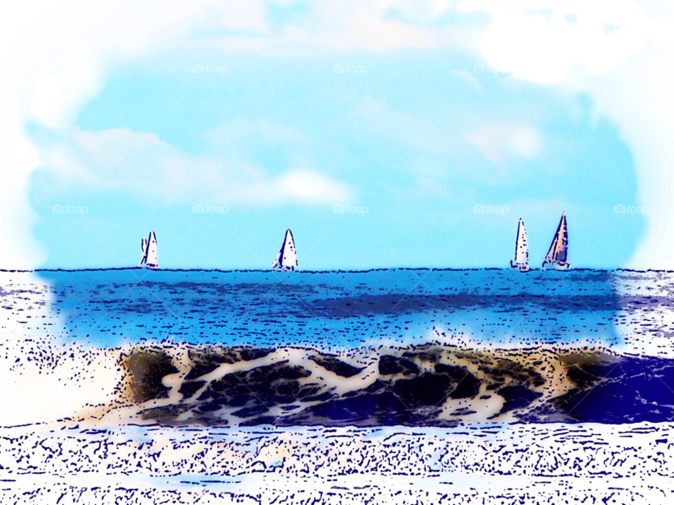 beach sky boats art by Raid1968