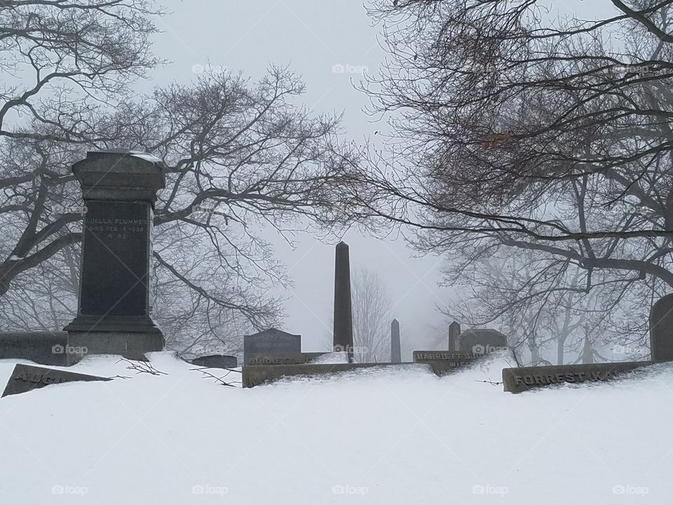 foggy cemeteries