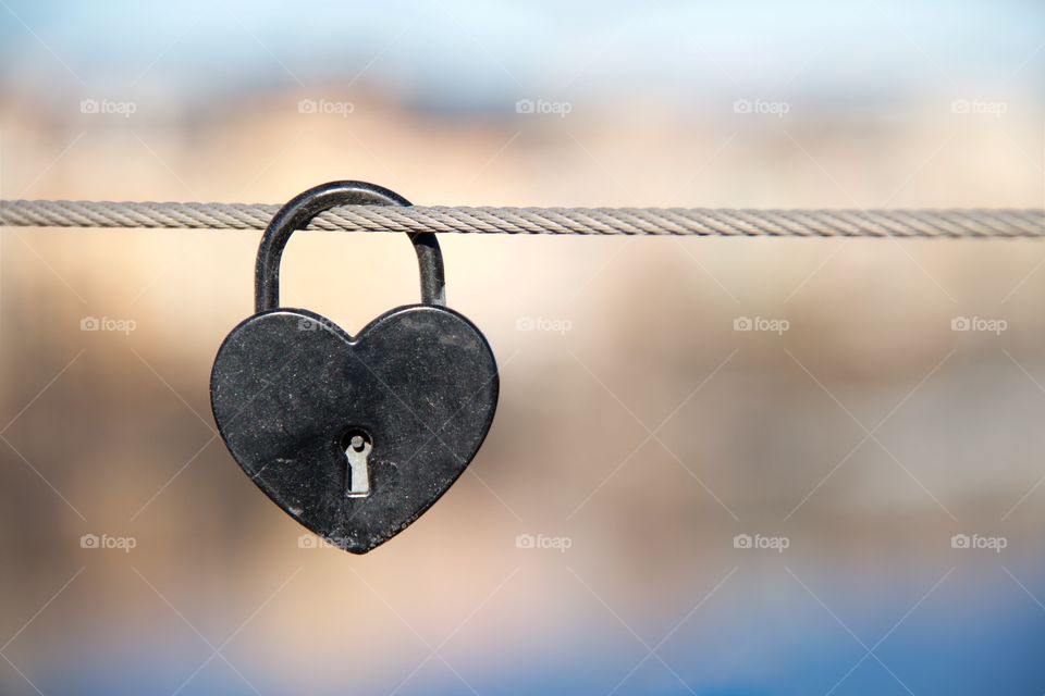 Padlock love on rope