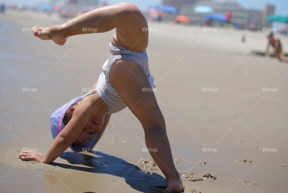 Gymnastics at the beach