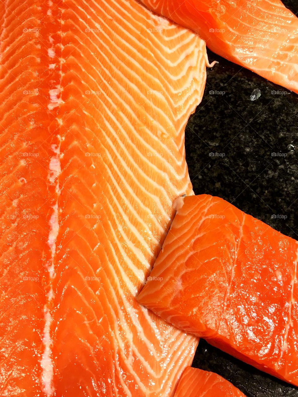 Fresh salmon fillet Eat healthy.
