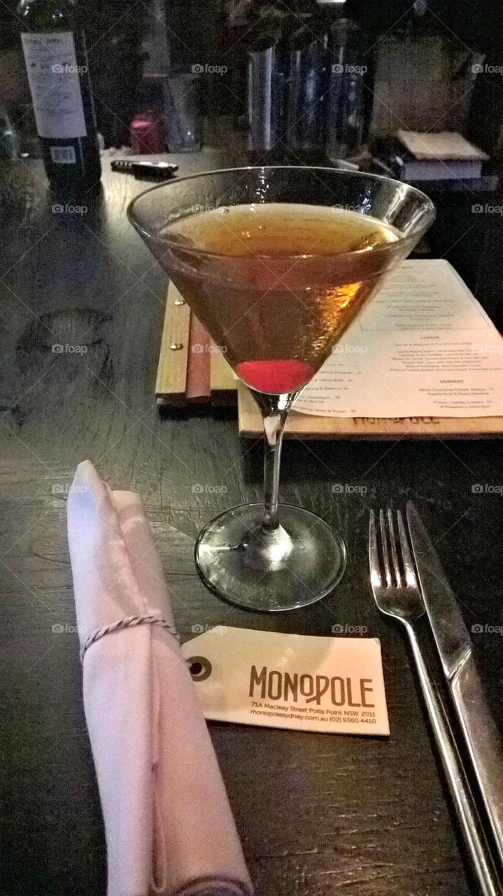 Monopole Manhattan. Monopole restaurant. Potts Point, Sydney, Australia 